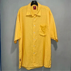 Casual Button Down Gold  Shirt Size XL